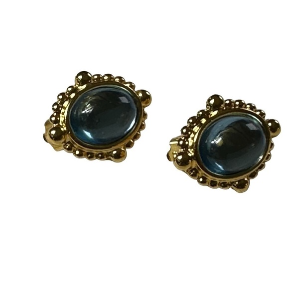Fabulous and chic vintage aqua clip earrings signed by Anne Klein - Picture 7 of 7